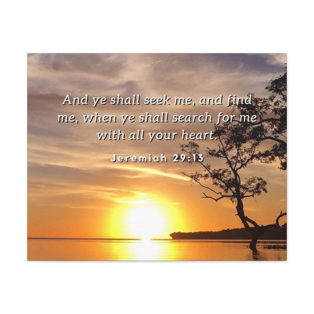 Scripture Walls All Your Heart Jeremiah 29:13 Bible Verse Canvas Christian Wall Art Ready to Hang Unframed-Express Your Love Gifts