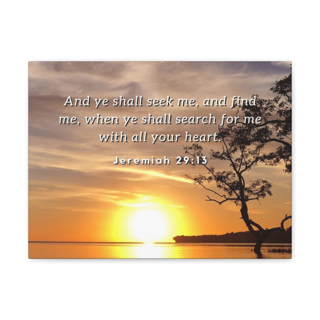 Scripture Walls All Your Heart Jeremiah 29:13 Bible Verse Canvas Christian Wall Art Ready to Hang Unframed-Express Your Love Gifts