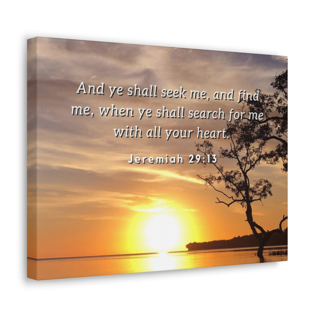 Scripture Walls All Your Heart Jeremiah 29:13 Bible Verse Canvas Christian Wall Art Ready to Hang Unframed-Express Your Love Gifts