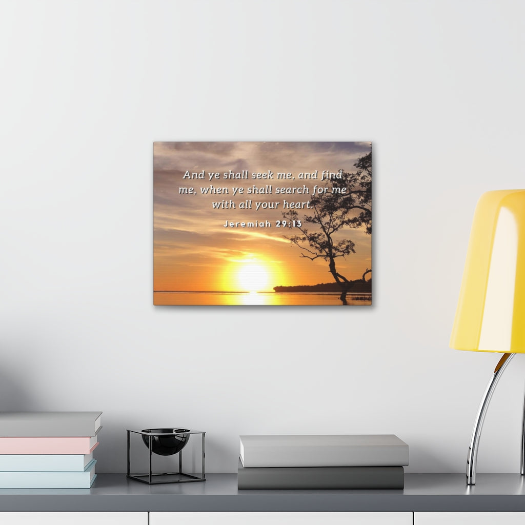 Scripture Walls All Your Heart Jeremiah 29:13 Bible Verse Canvas Christian Wall Art Ready to Hang Unframed-Express Your Love Gifts