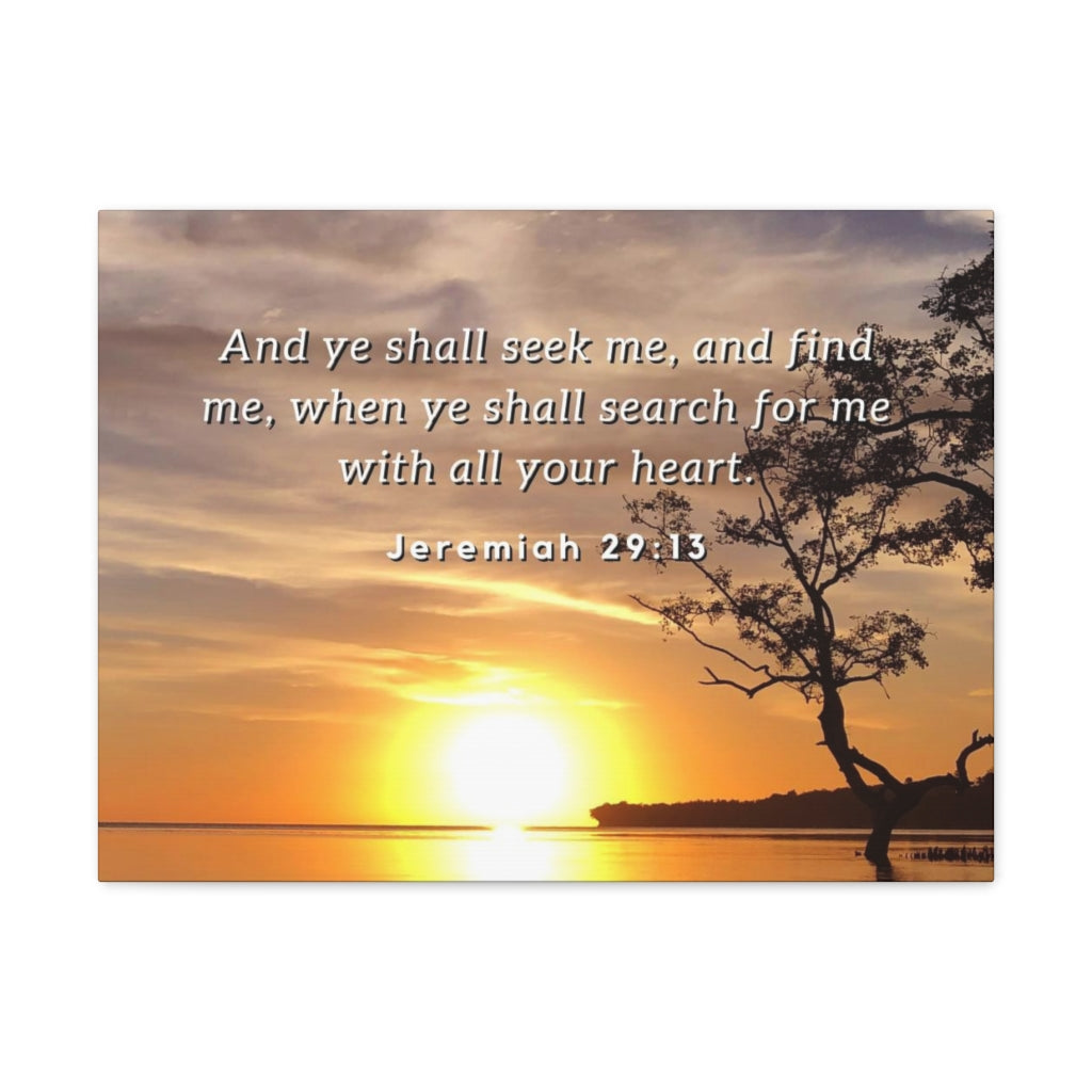 Scripture Walls All Your Heart Jeremiah 29:13 Bible Verse Canvas Christian Wall Art Ready to Hang Unframed-Express Your Love Gifts