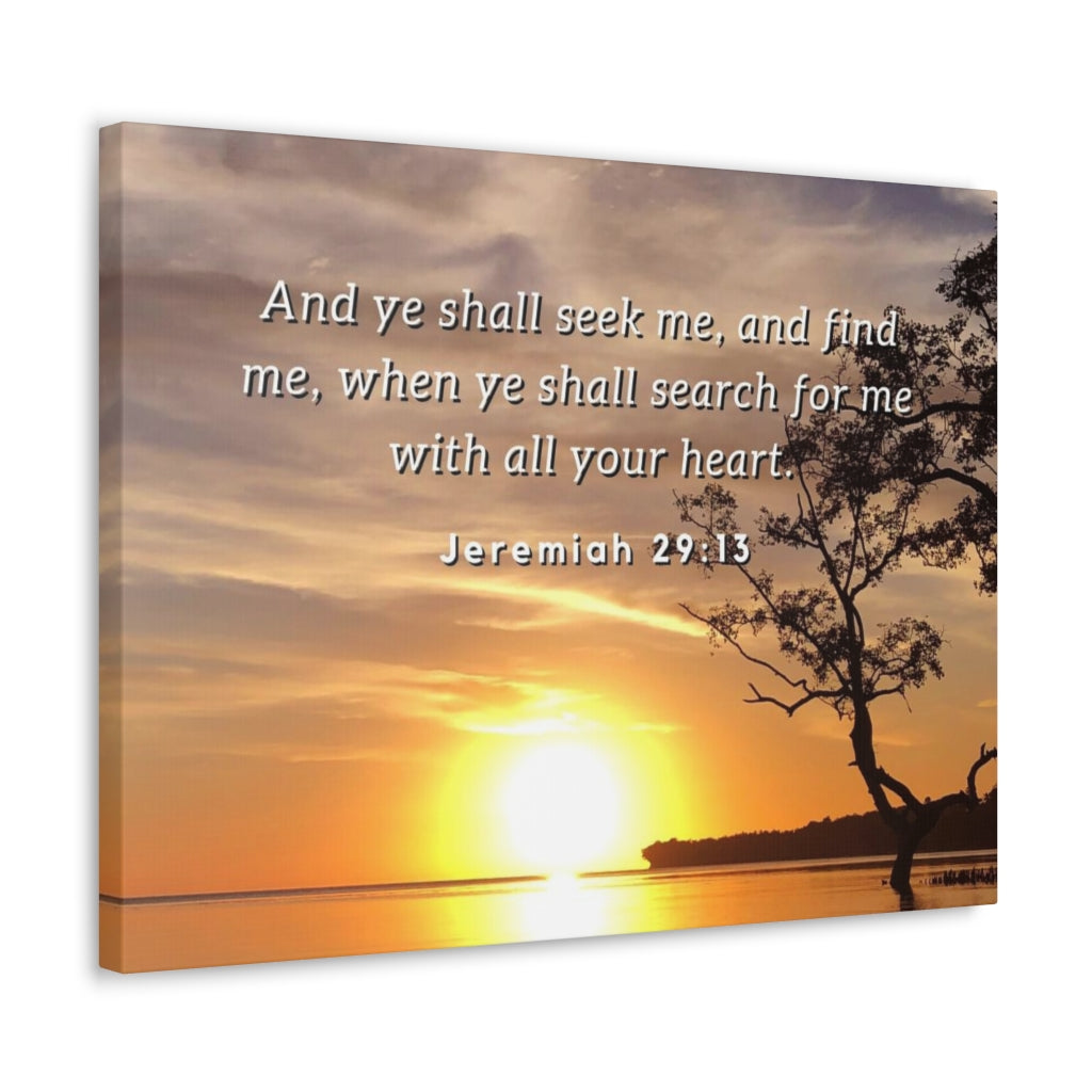 Scripture Walls All Your Heart Jeremiah 29:13 Bible Verse Canvas Christian Wall Art Ready to Hang Unframed-Express Your Love Gifts