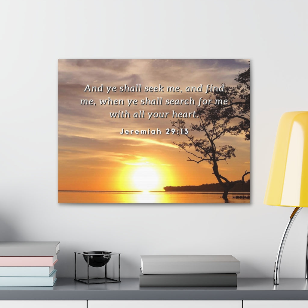 Scripture Walls All Your Heart Jeremiah 29:13 Bible Verse Canvas Christian Wall Art Ready to Hang Unframed-Express Your Love Gifts