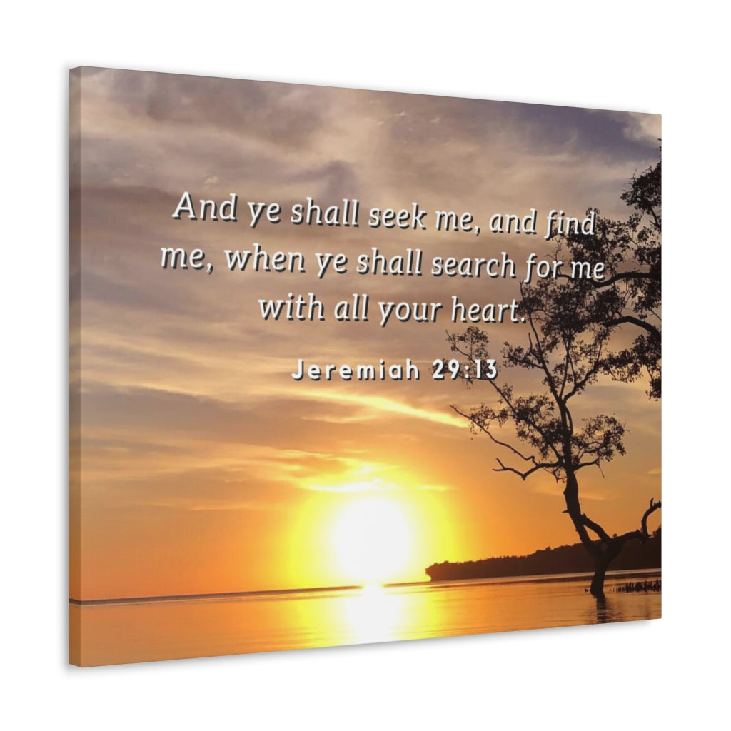 Scripture Walls All Your Heart Jeremiah 29:13 Bible Verse Canvas Christian Wall Art Ready to Hang Unframed-Express Your Love Gifts
