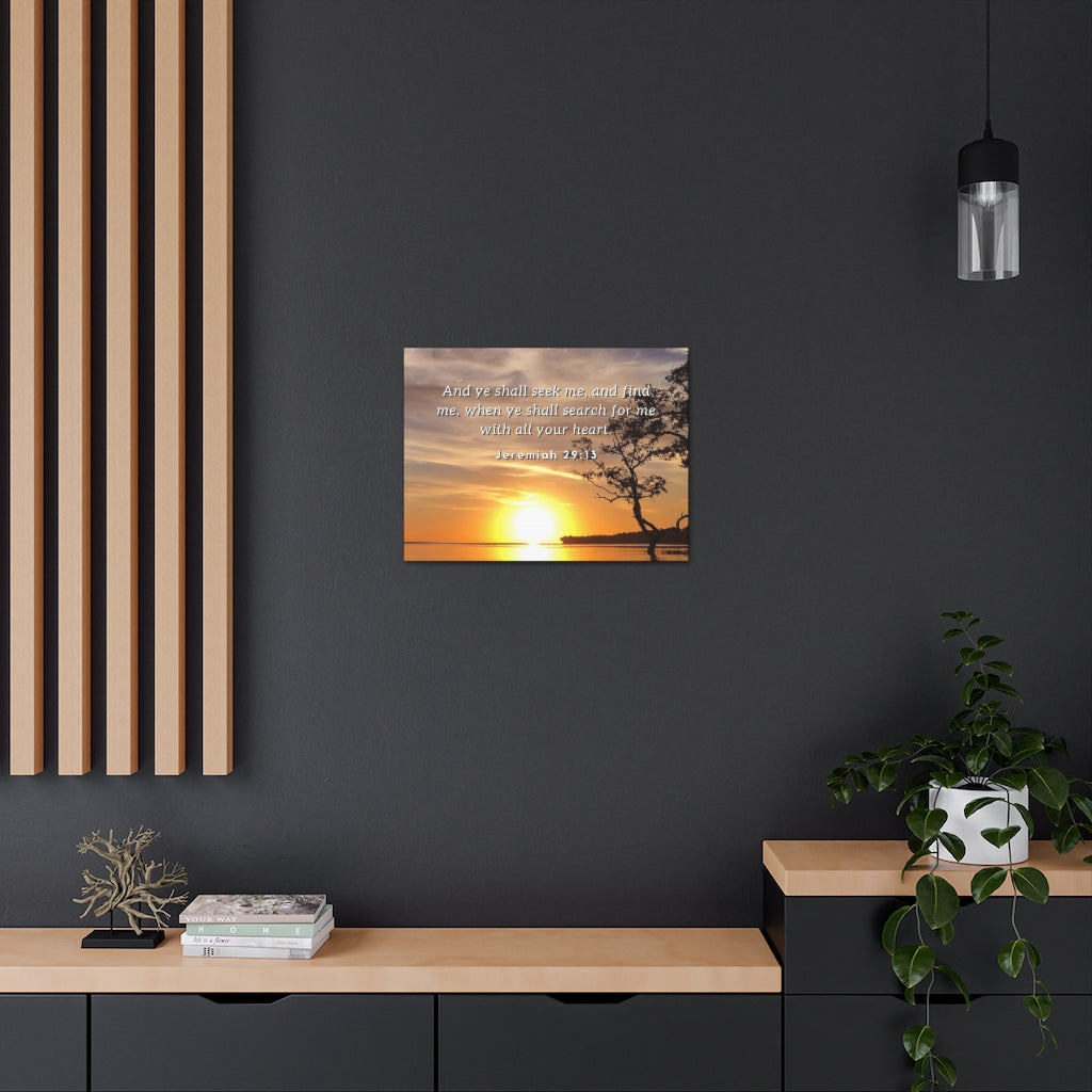 Scripture Walls All Your Heart Jeremiah 29:13 Bible Verse Canvas Christian Wall Art Ready to Hang Unframed-Express Your Love Gifts