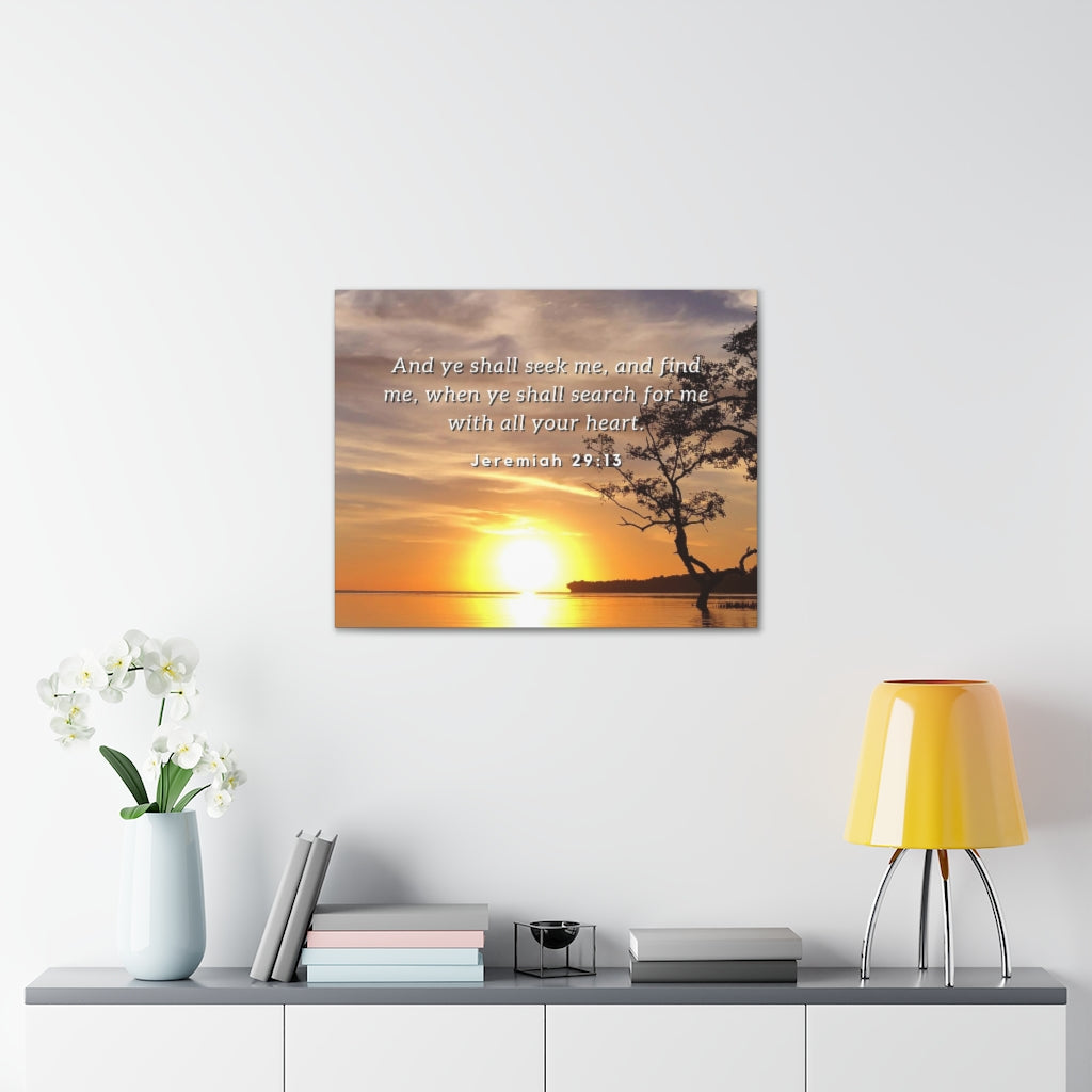 Scripture Walls All Your Heart Jeremiah 29:13 Bible Verse Canvas Christian Wall Art Ready to Hang Unframed-Express Your Love Gifts