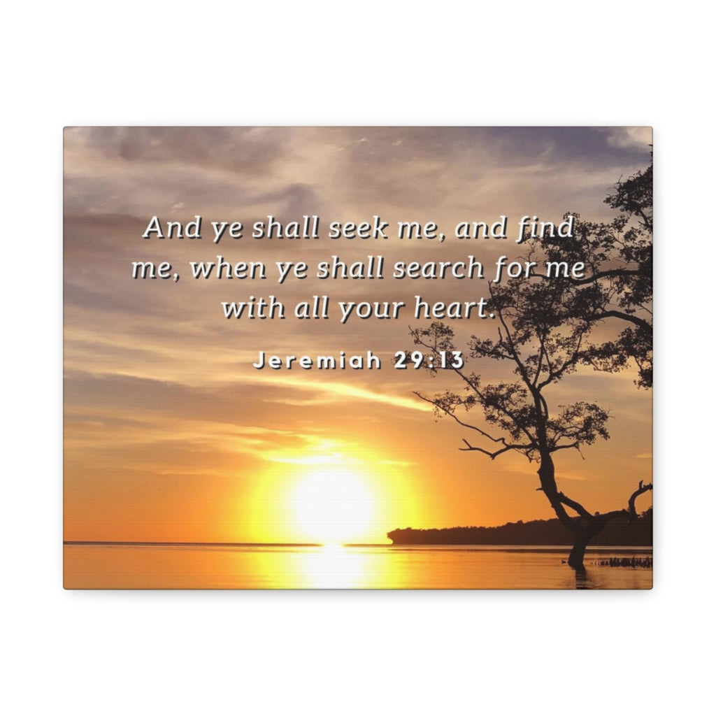 Scripture Walls All Your Heart Jeremiah 29:13 Bible Verse Canvas Christian Wall Art Ready to Hang Unframed-Express Your Love Gifts