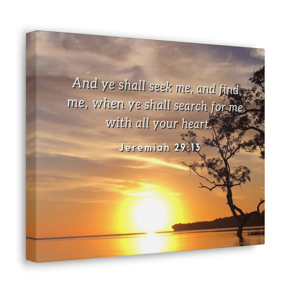 Scripture Walls All Your Heart Jeremiah 29:13 Bible Verse Canvas Christian Wall Art Ready to Hang Unframed-Express Your Love Gifts