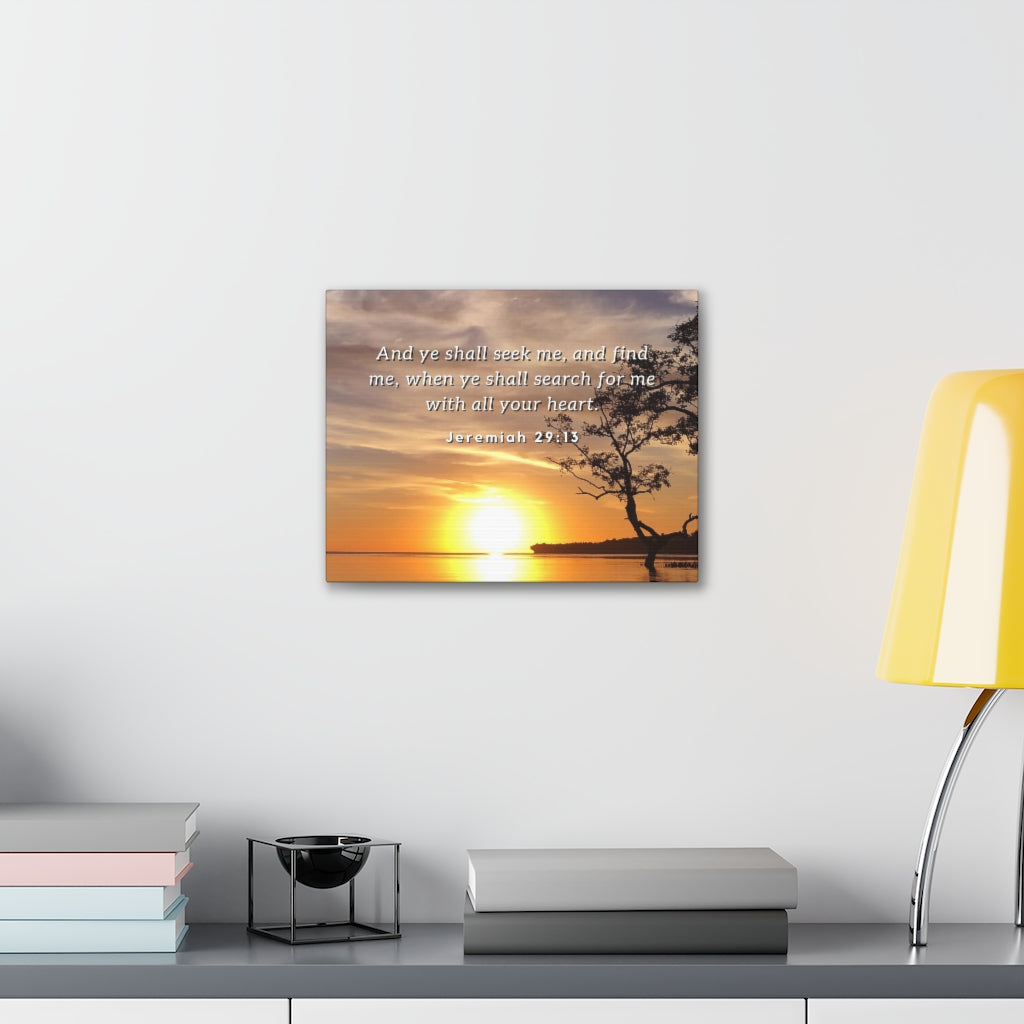 Scripture Walls All Your Heart Jeremiah 29:13 Bible Verse Canvas Christian Wall Art Ready to Hang Unframed-Express Your Love Gifts