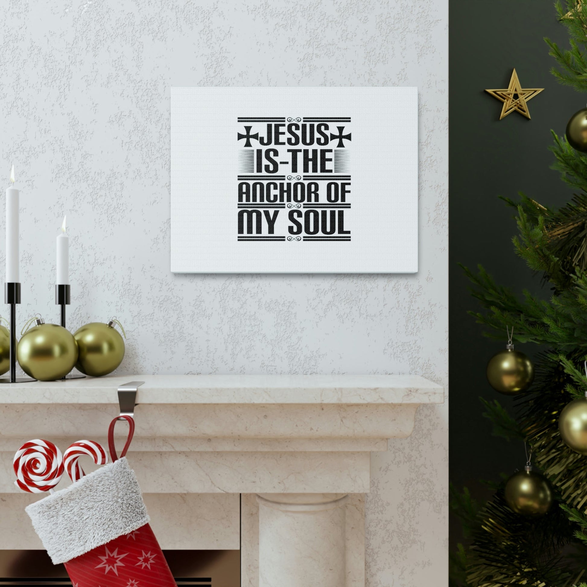 Anchor Of My Soul Hebrews 6:19 Cross White Christian Wall Art Bible Verse Print Ready to Hang Unframed-Express Your Love Gifts