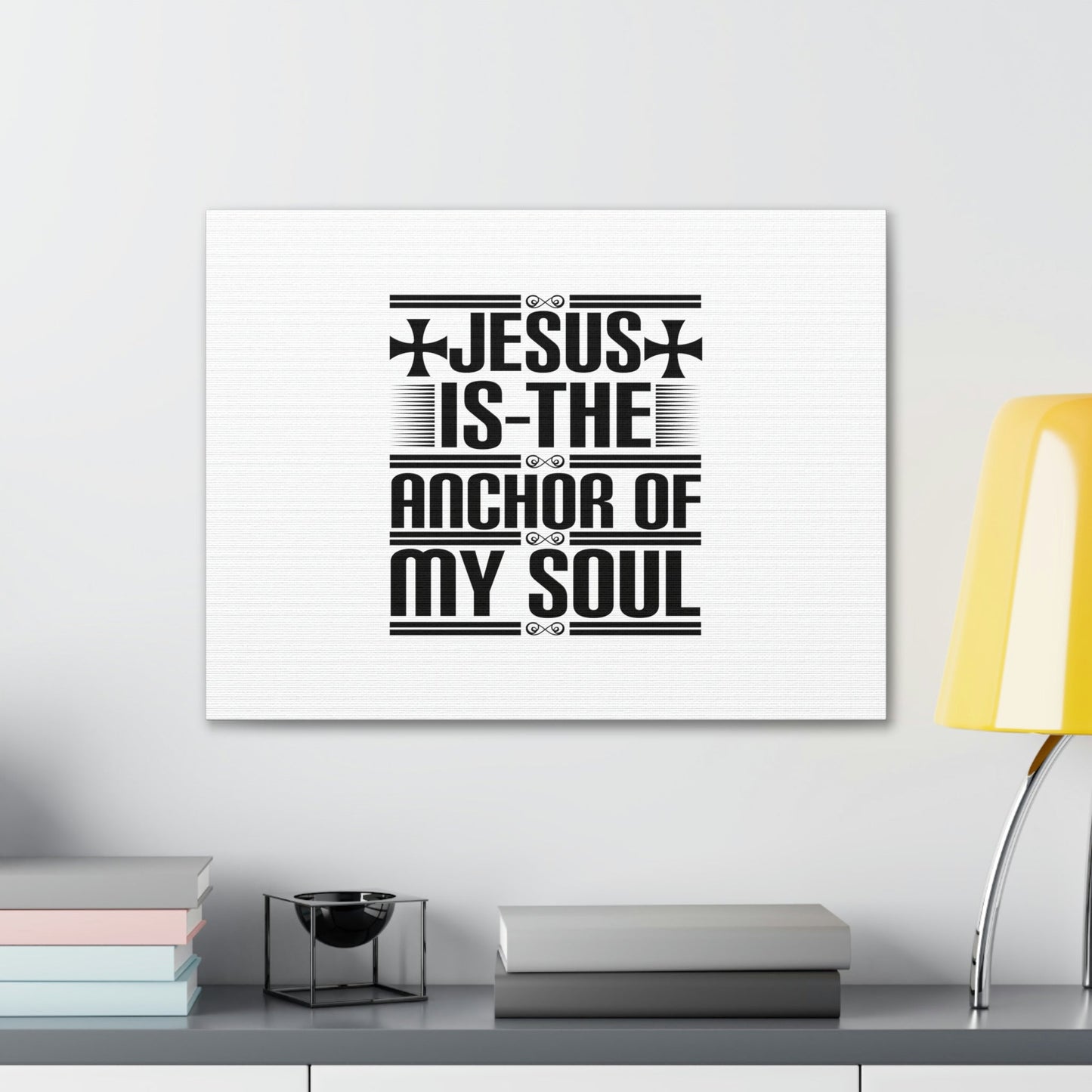 Anchor Of My Soul Hebrews 6:19 Cross White Christian Wall Art Bible Verse Print Ready to Hang Unframed-Express Your Love Gifts