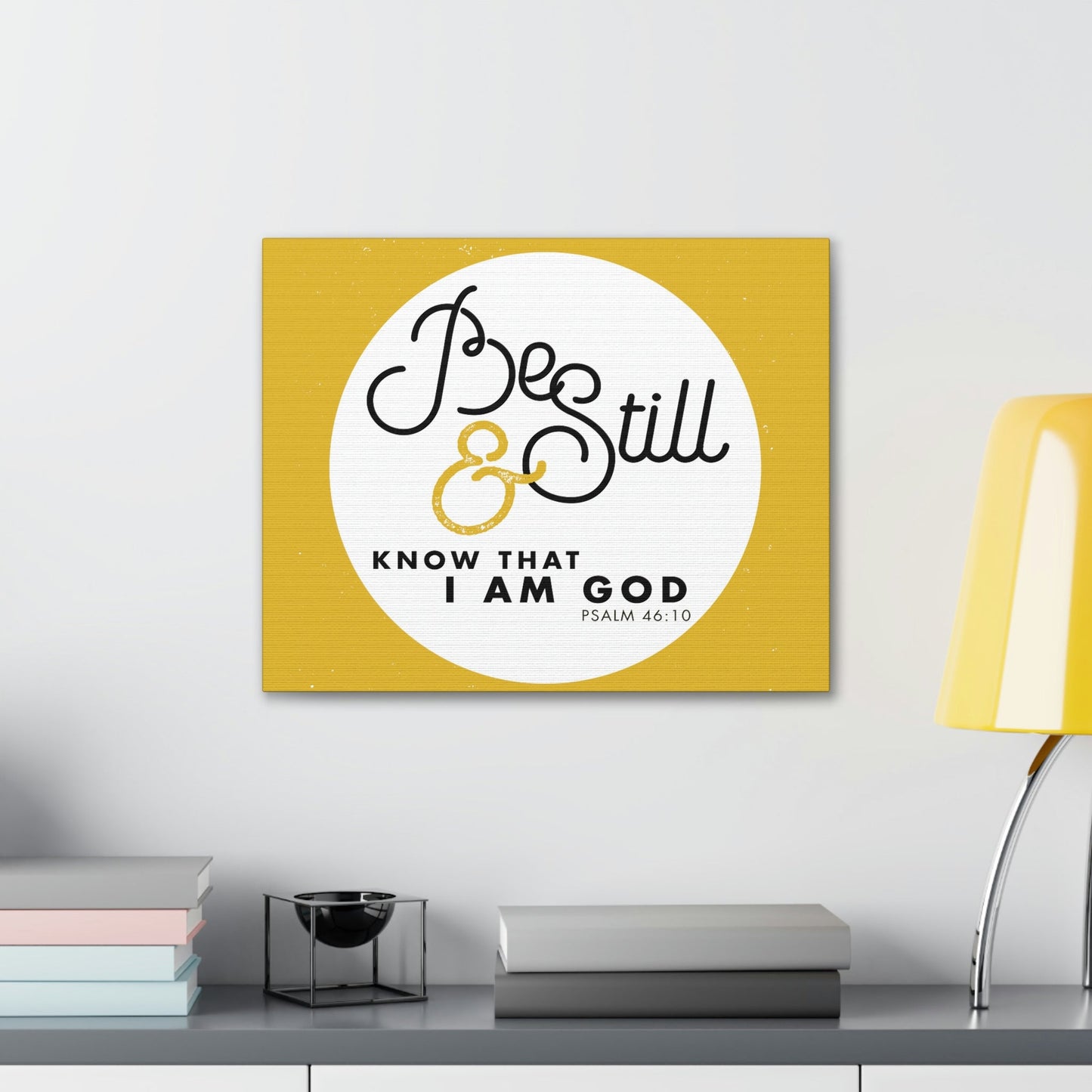 Be Still And Know Psalm 46:10 Yellow Christian Wall Art Bible Verse Print Ready To Hang Unframed-Express Your Love Gifts