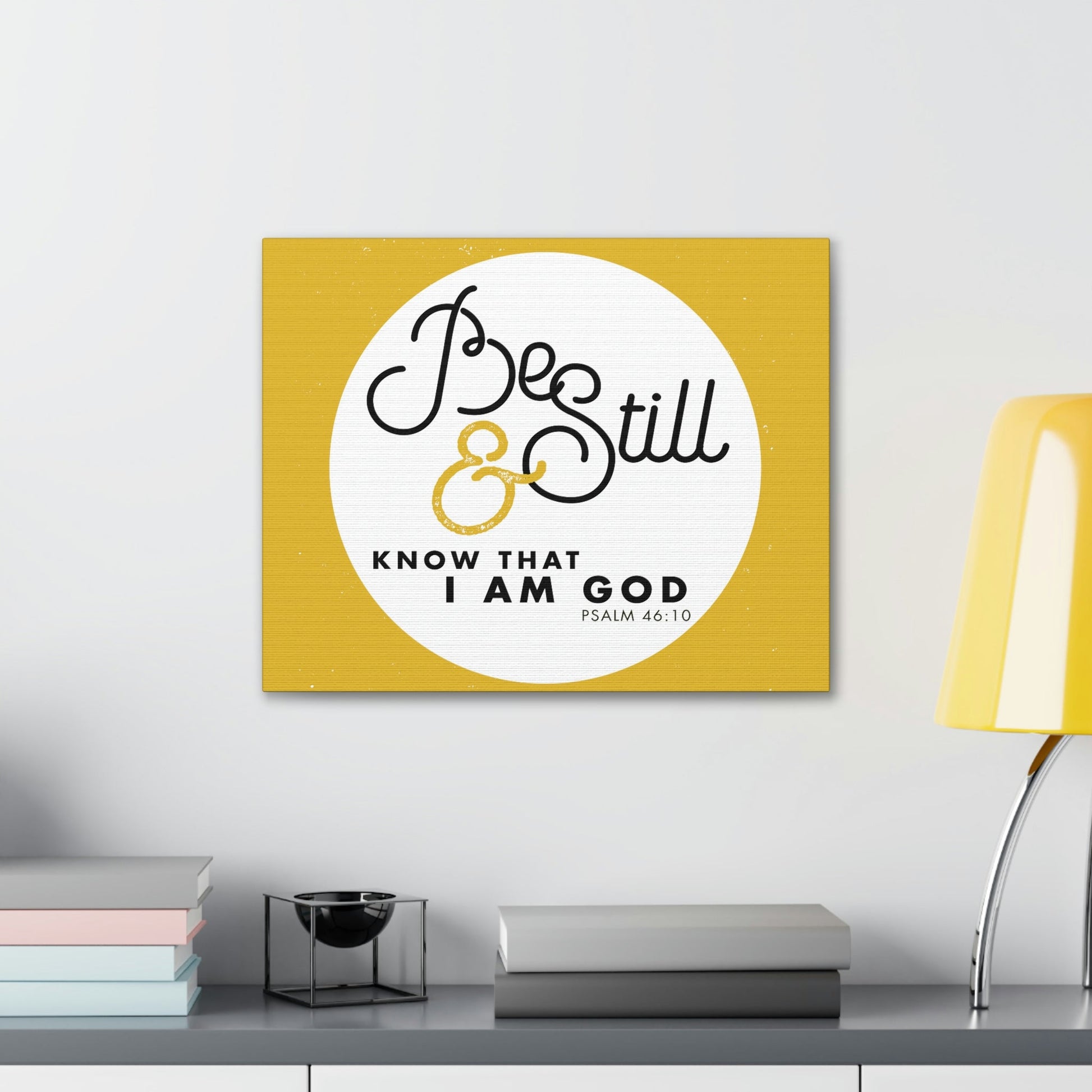 Be Still And Know Psalm 46:10 Yellow Christian Wall Art Bible Verse Print Ready To Hang Unframed-Express Your Love Gifts
