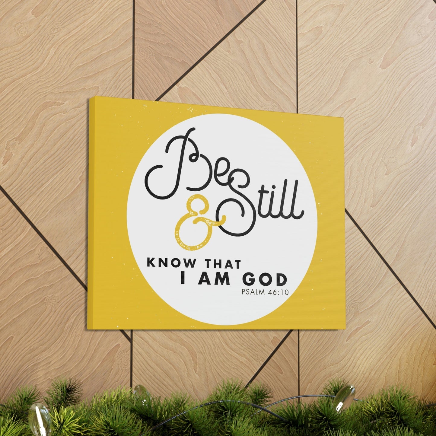 Be Still And Know Psalm 46:10 Yellow Christian Wall Art Bible Verse Print Ready To Hang Unframed-Express Your Love Gifts
