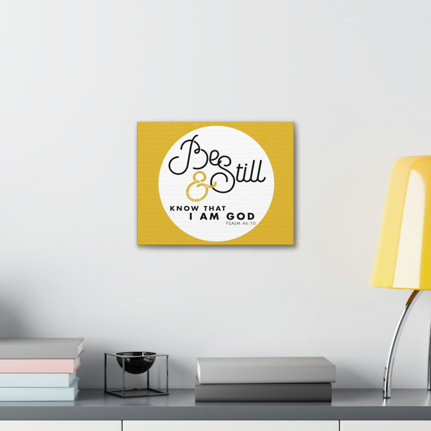 Be Still And Know Psalm 46:10 Yellow Christian Wall Art Bible Verse Print Ready To Hang Unframed-Express Your Love Gifts
