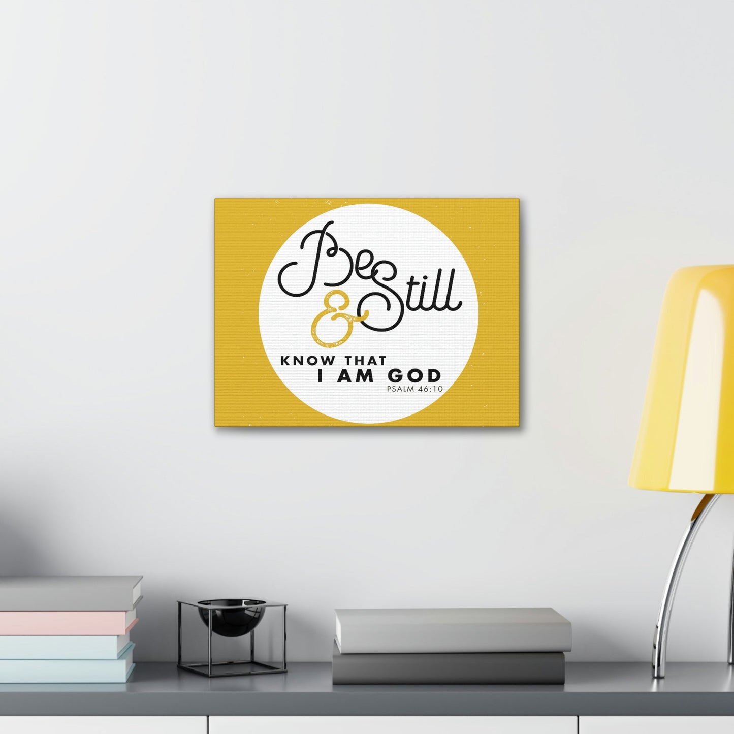 Be Still And Know Psalm 46:10 Yellow Christian Wall Art Bible Verse Print Ready To Hang Unframed-Express Your Love Gifts