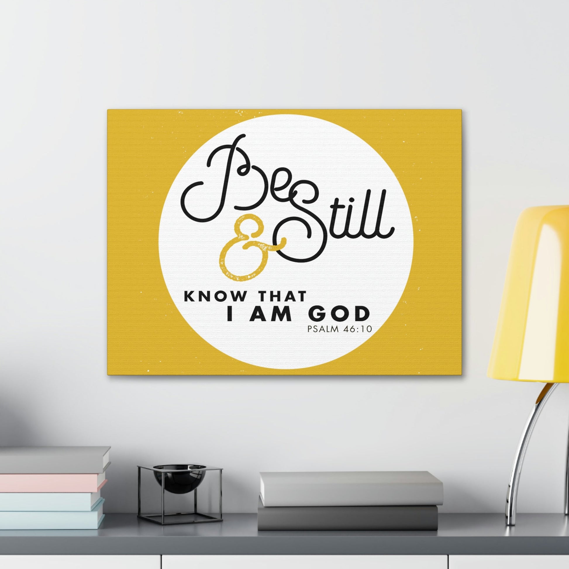 Be Still And Know Psalm 46:10 Yellow Christian Wall Art Bible Verse Print Ready To Hang Unframed-Express Your Love Gifts