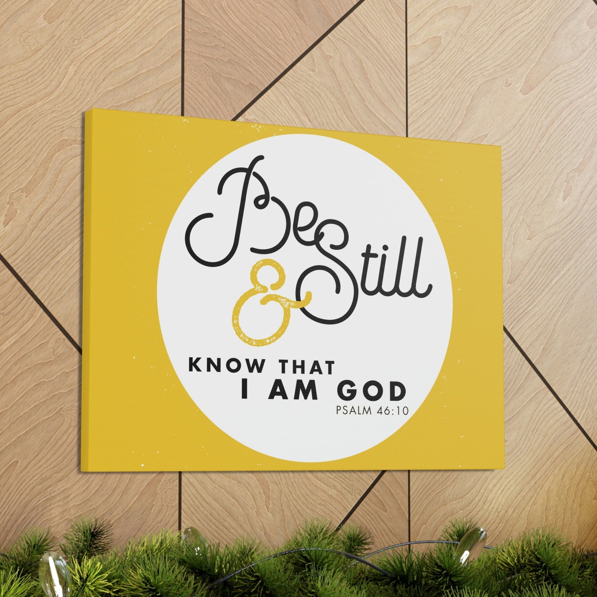 Be Still And Know Psalm 46:10 Yellow Christian Wall Art Bible Verse Print Ready To Hang Unframed-Express Your Love Gifts
