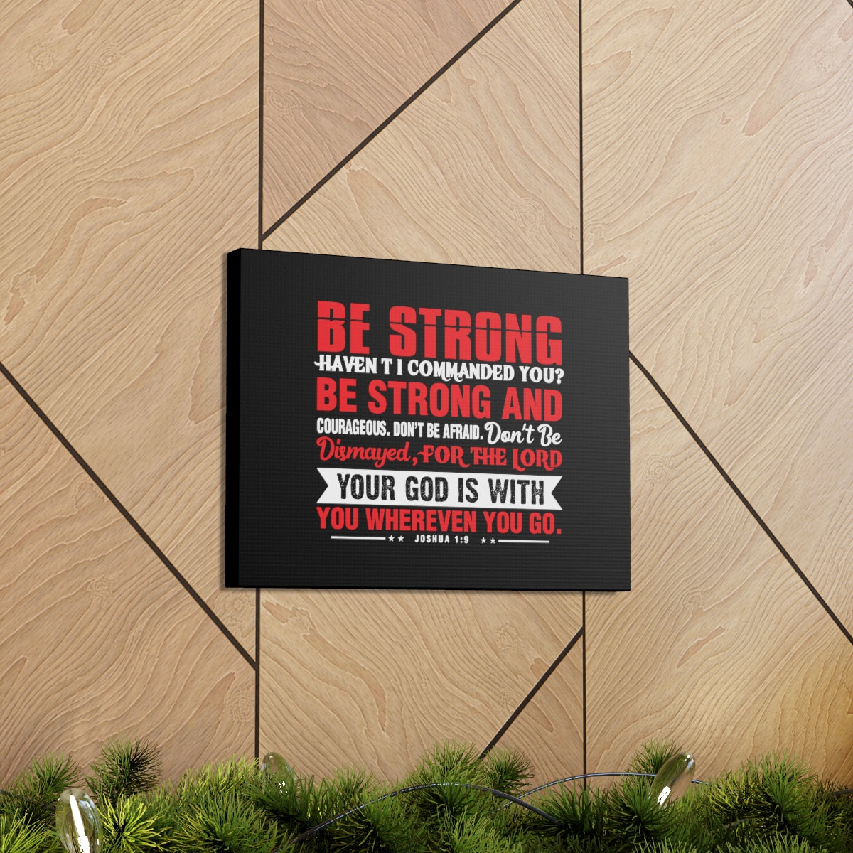 Be Strong Red Joshua 1:9 Christian Wall Art Bible Verse Print Ready to Hang Unframed-Express Your Love Gifts