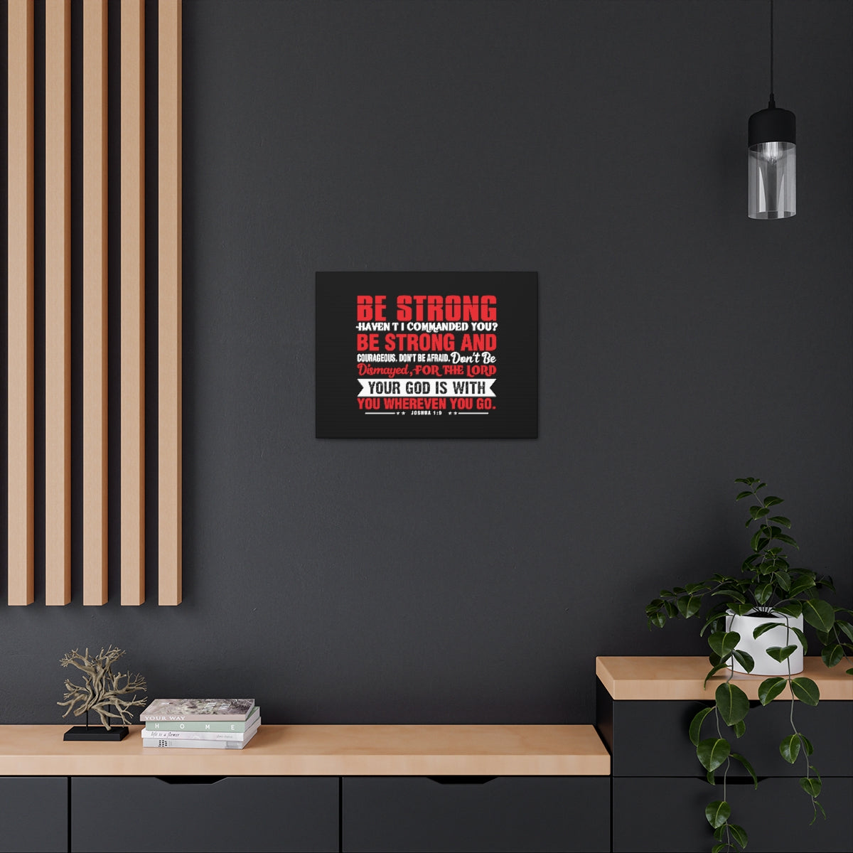 Be Strong Red Joshua 1:9 Christian Wall Art Bible Verse Print Ready to Hang Unframed-Express Your Love Gifts