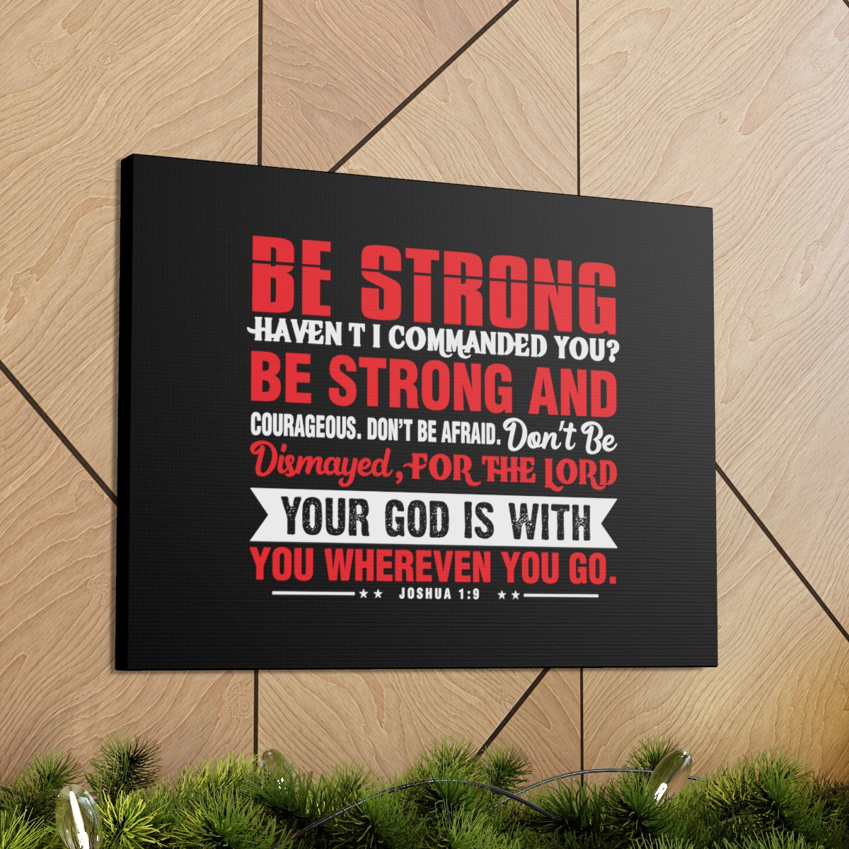 Be Strong Red Joshua 1:9 Christian Wall Art Bible Verse Print Ready to Hang Unframed-Express Your Love Gifts