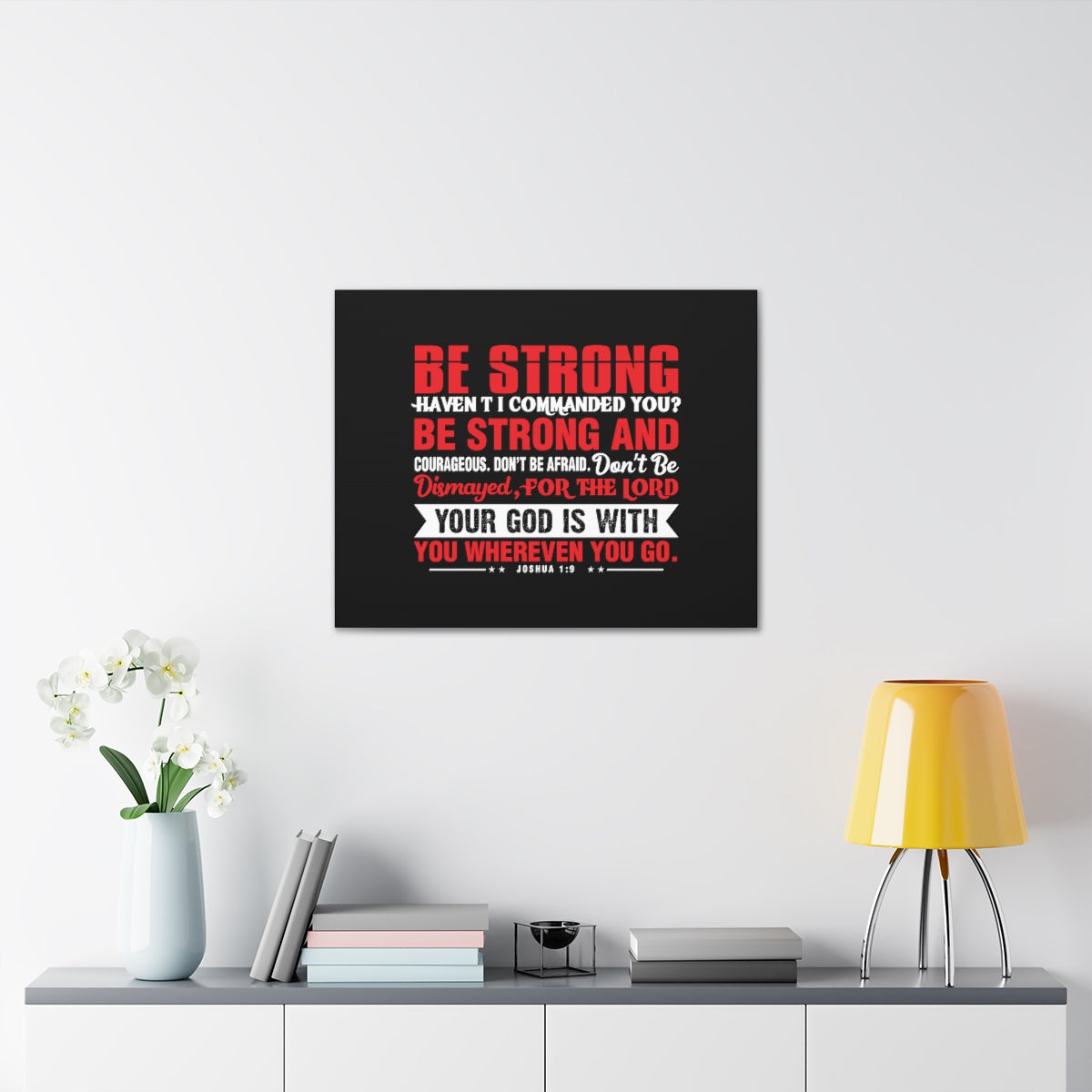 Be Strong Red Joshua 1:9 Christian Wall Art Bible Verse Print Ready to Hang Unframed-Express Your Love Gifts