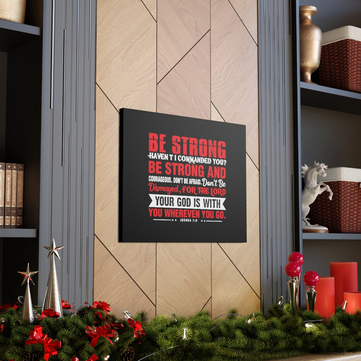 Be Strong Red Joshua 1:9 Christian Wall Art Bible Verse Print Ready to Hang Unframed-Express Your Love Gifts