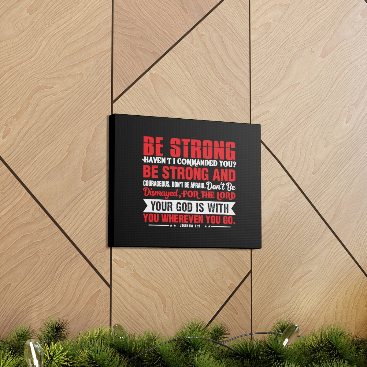 Be Strong Red Joshua 1:9 Christian Wall Art Bible Verse Print Ready to Hang Unframed-Express Your Love Gifts