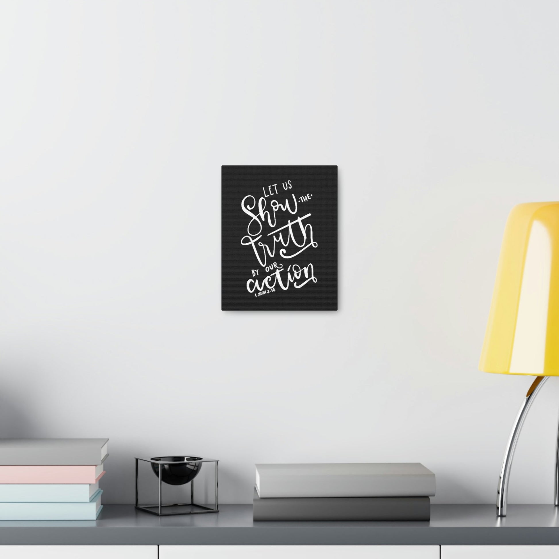 Scripture Walls By Our Action 1 John 3:18 Bible Verse Canvas Christian Wall Art Ready to Hang Unframed-Express Your Love Gifts