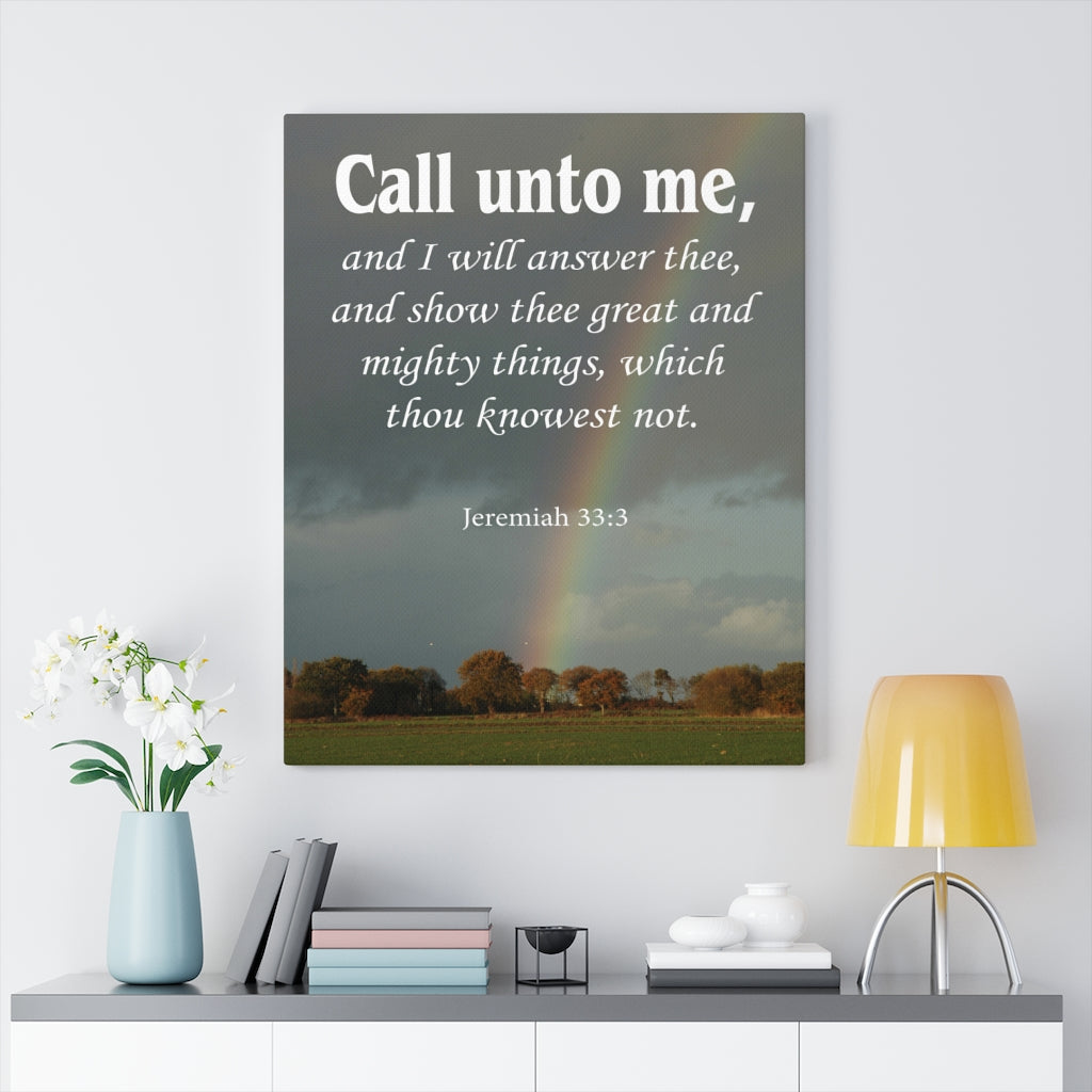 Scripture Walls Call Unto Me Jeremiah 33:3 Bible Verse Canvas Christian Wall Art Ready to Hang Unframed-Express Your Love Gifts