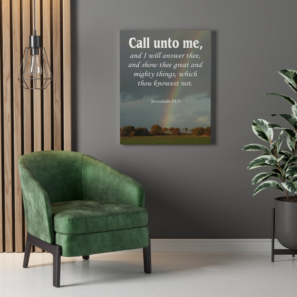 Scripture Walls Call Unto Me Jeremiah 33:3 Bible Verse Canvas Christian Wall Art Ready to Hang Unframed-Express Your Love Gifts