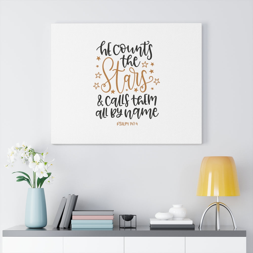 Calls Them Psalm 147:4 Bible Verse Canvas Christian Wall Art Ready to Hang Unframed-Express Your Love Gifts