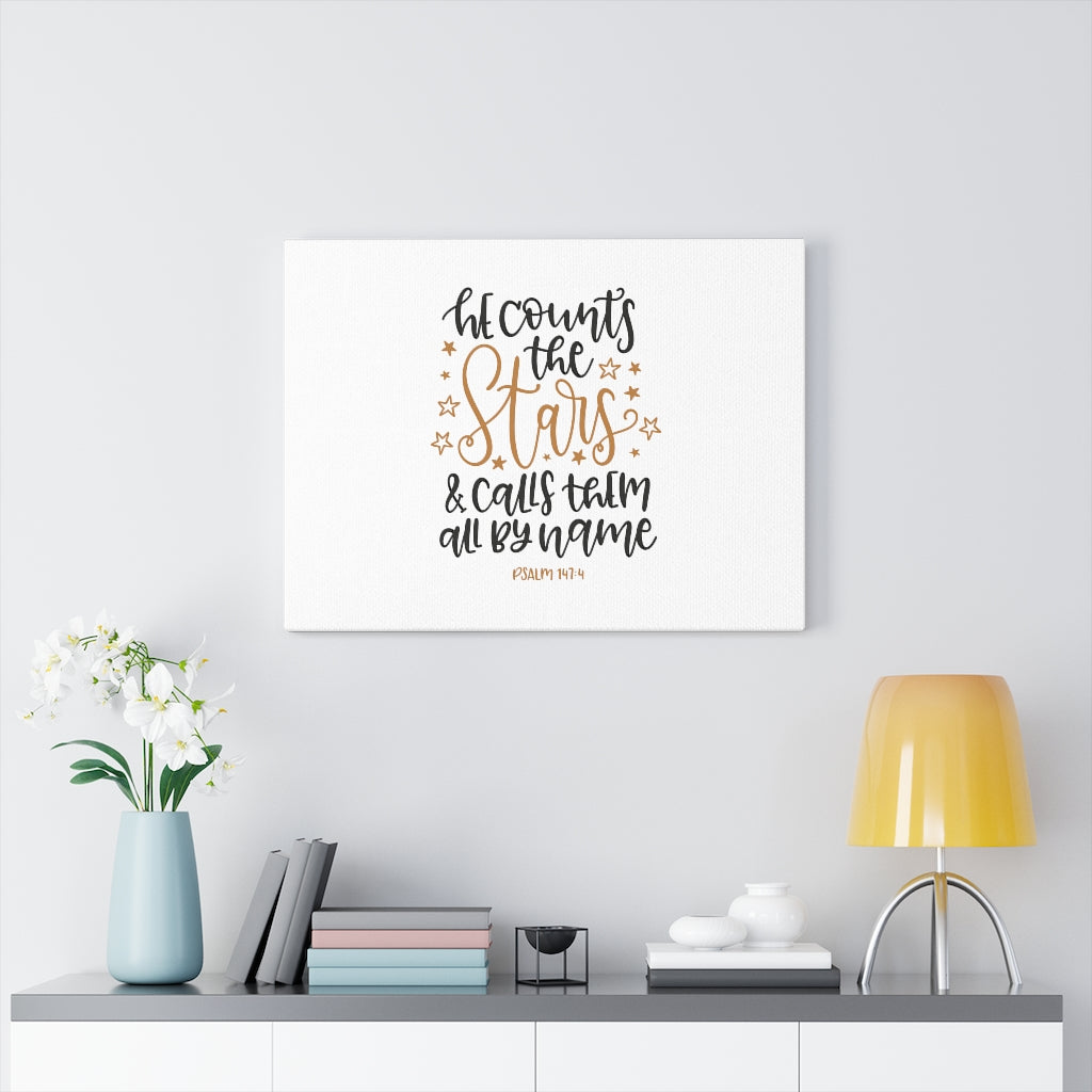 Calls Them Psalm 147:4 Bible Verse Canvas Christian Wall Art Ready to Hang Unframed-Express Your Love Gifts