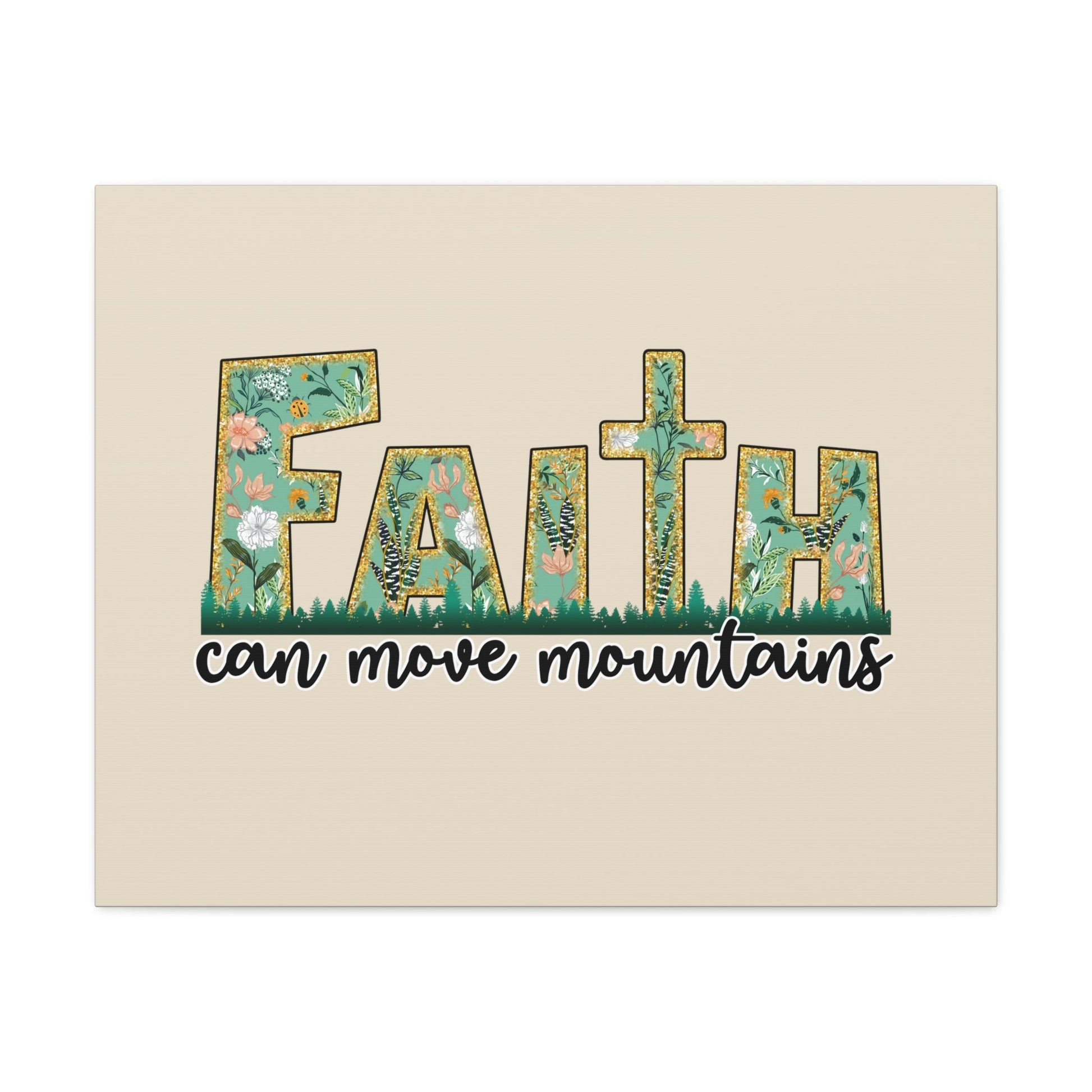 Scripture Walls Can Move Mountains Matthew 17:20 Floral Pastel Bible Verse Canvas Christian Wall Art Ready to Hang Unframed-Express Your Love Gifts