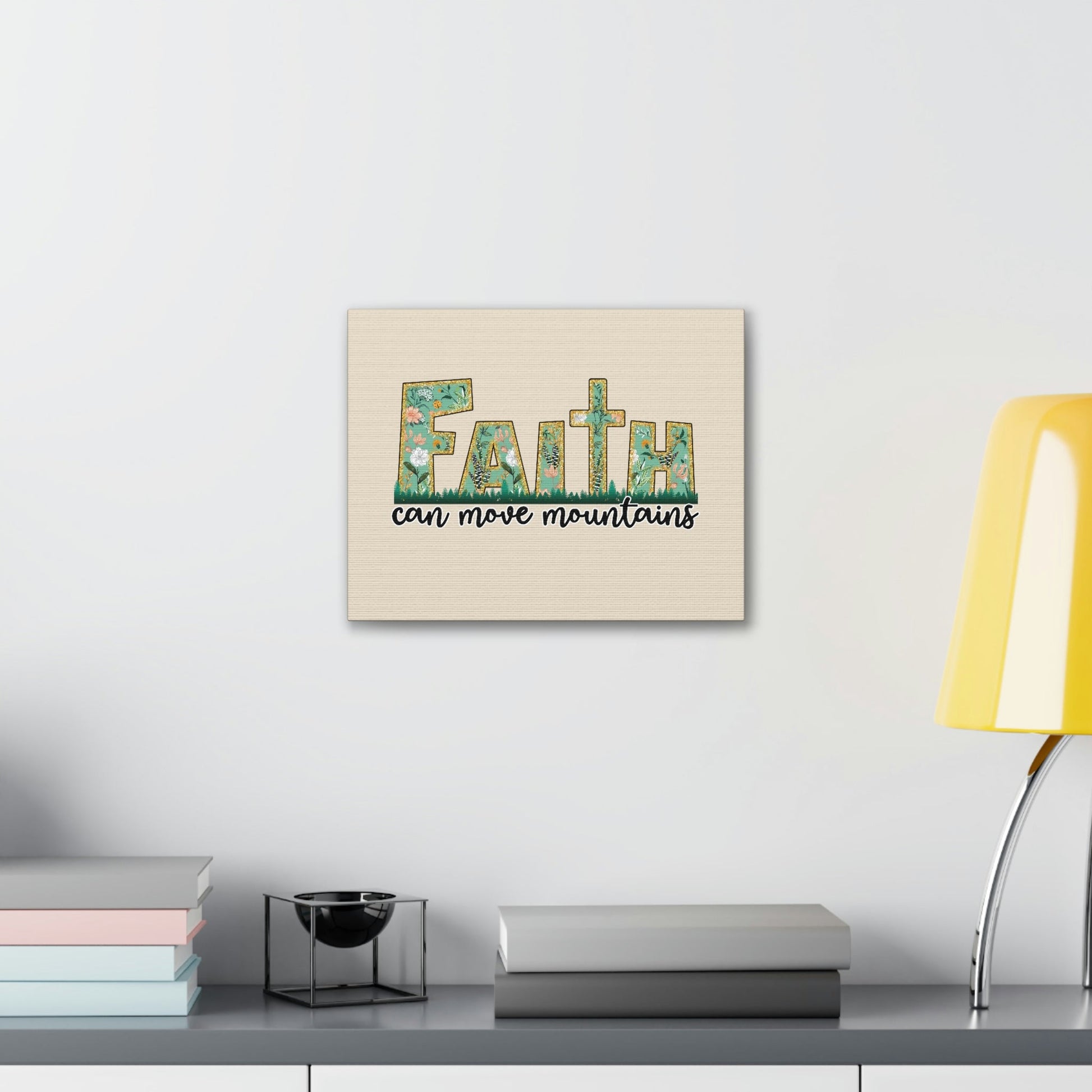 Scripture Walls Can Move Mountains Matthew 17:20 Floral Pastel Bible Verse Canvas Christian Wall Art Ready to Hang Unframed-Express Your Love Gifts