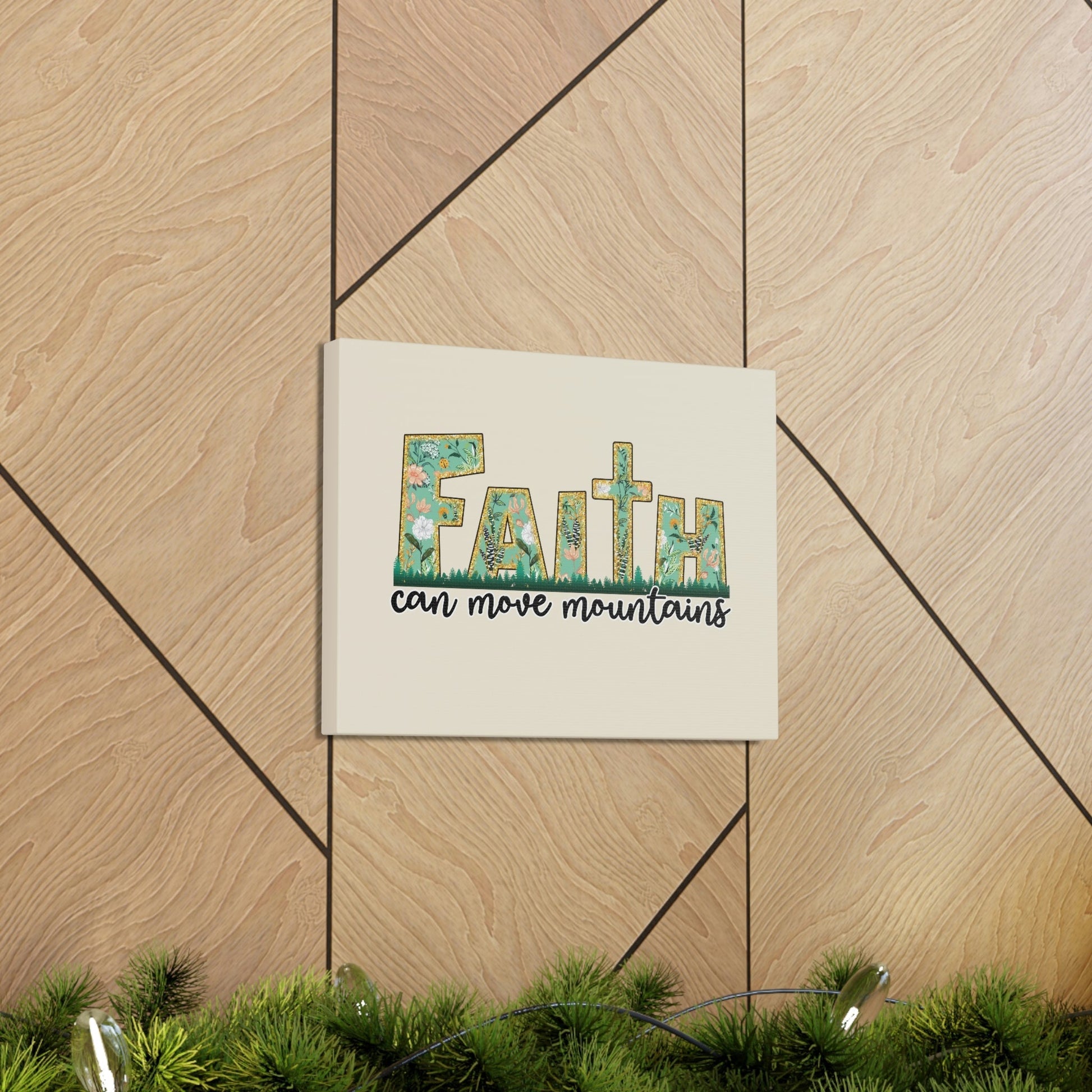 Scripture Walls Can Move Mountains Matthew 17:20 Floral Pastel Bible Verse Canvas Christian Wall Art Ready to Hang Unframed-Express Your Love Gifts