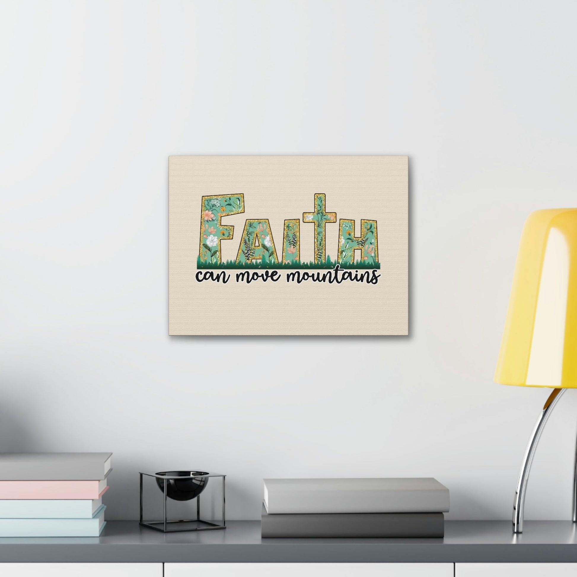 Scripture Walls Can Move Mountains Matthew 17:20 Floral Pastel Bible Verse Canvas Christian Wall Art Ready to Hang Unframed-Express Your Love Gifts
