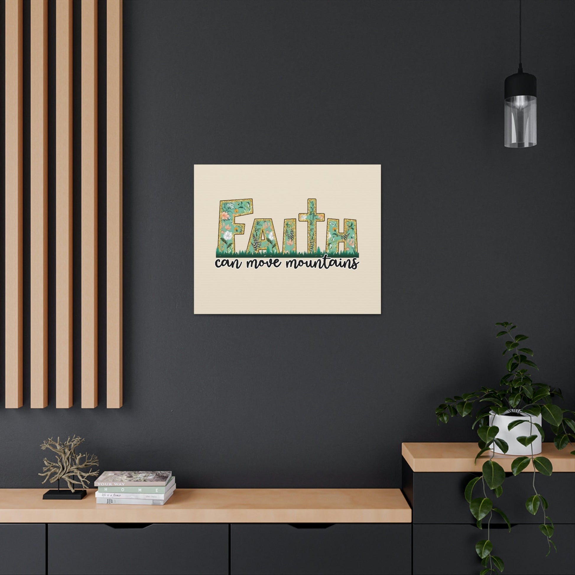 Scripture Walls Can Move Mountains Matthew 17:20 Floral Pastel Bible Verse Canvas Christian Wall Art Ready to Hang Unframed-Express Your Love Gifts
