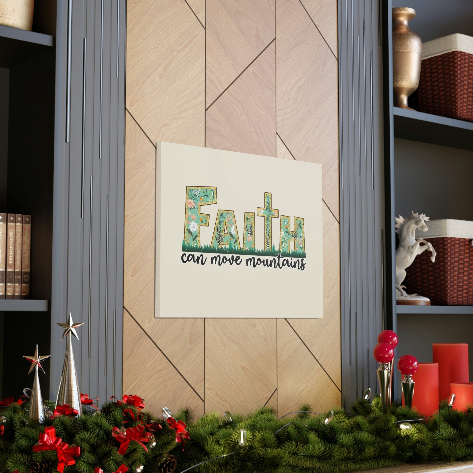 Scripture Walls Can Move Mountains Matthew 17:20 Floral Pastel Bible Verse Canvas Christian Wall Art Ready to Hang Unframed-Express Your Love Gifts