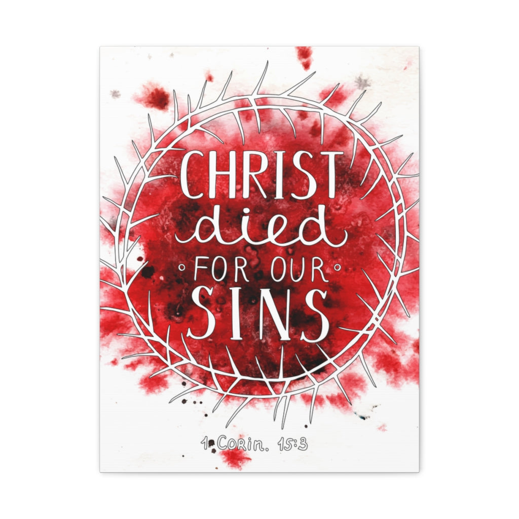 Christ Died For Our Sins 1 Corinthians 15:3 Bible Verse Canvas Christian Wall Art Ready To Hang Unframed-Express Your Love Gifts