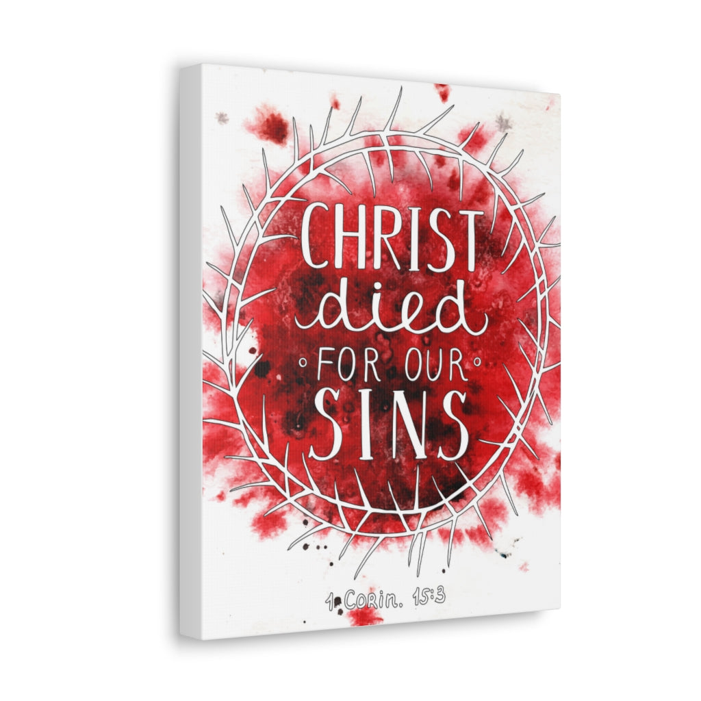 Christ Died For Our Sins 1 Corinthians 15:3 Bible Verse Canvas Christian Wall Art Ready To Hang Unframed-Express Your Love Gifts