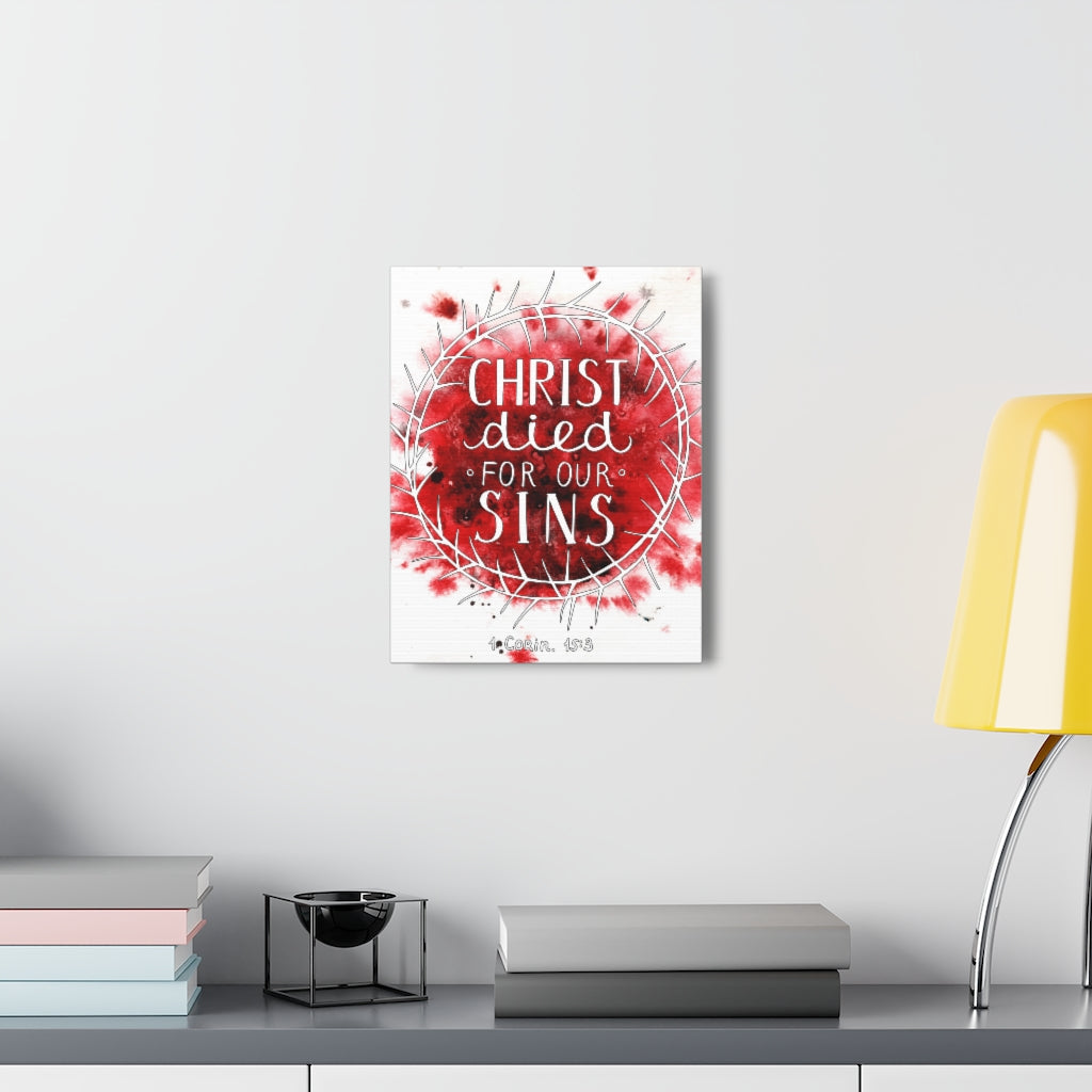 Christ Died For Our Sins 1 Corinthians 15:3 Bible Verse Canvas Christian Wall Art Ready To Hang Unframed-Express Your Love Gifts