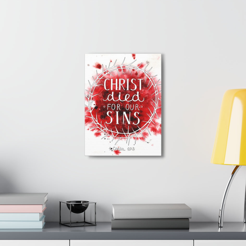 Christ Died For Our Sins 1 Corinthians 15:3 Bible Verse Canvas Christian Wall Art Ready To Hang Unframed-Express Your Love Gifts