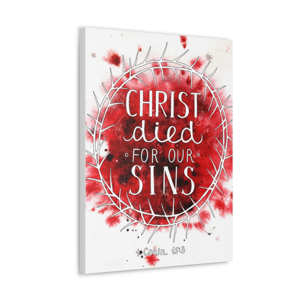 Christ Died For Our Sins 1 Corinthians 15:3 Bible Verse Canvas Christian Wall Art Ready To Hang Unframed-Express Your Love Gifts
