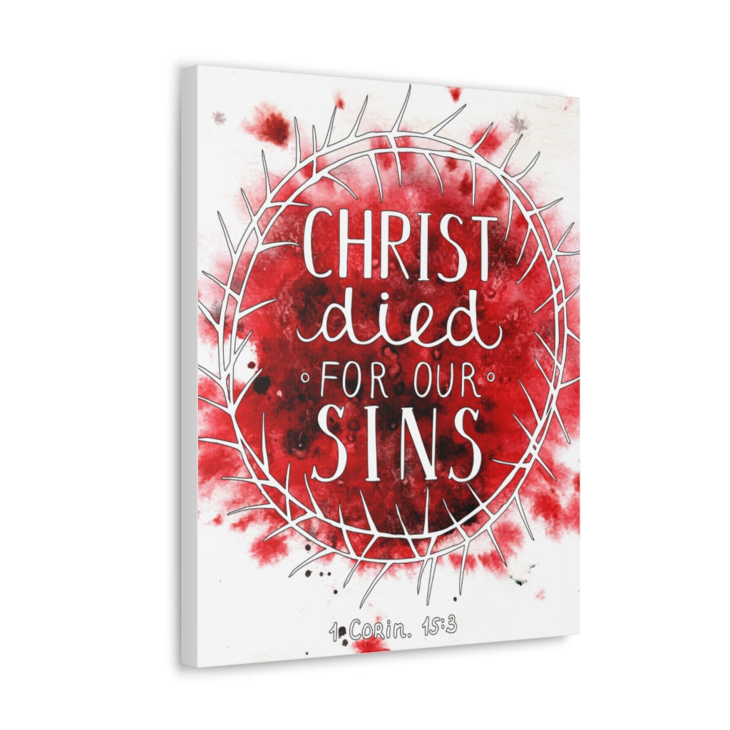 Christ Died For Our Sins 1 Corinthians 15:3 Bible Verse Canvas Christian Wall Art Ready To Hang Unframed-Express Your Love Gifts