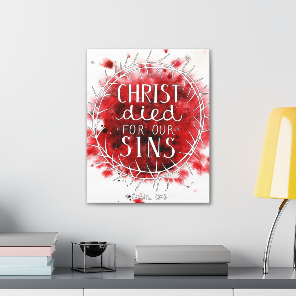 Christ Died For Our Sins 1 Corinthians 15:3 Bible Verse Canvas Christian Wall Art Ready To Hang Unframed-Express Your Love Gifts