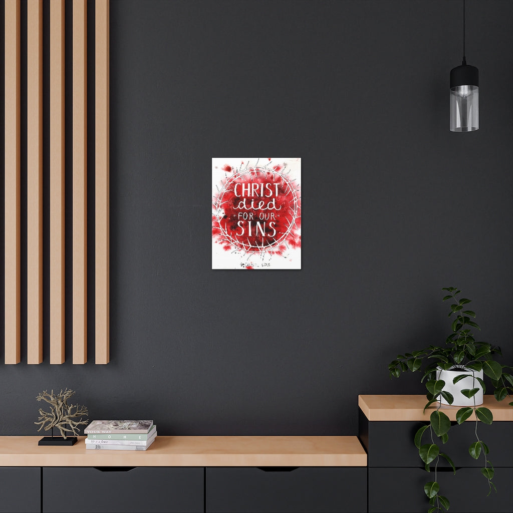 Christ Died For Our Sins 1 Corinthians 15:3 Bible Verse Canvas Christian Wall Art Ready To Hang Unframed-Express Your Love Gifts
