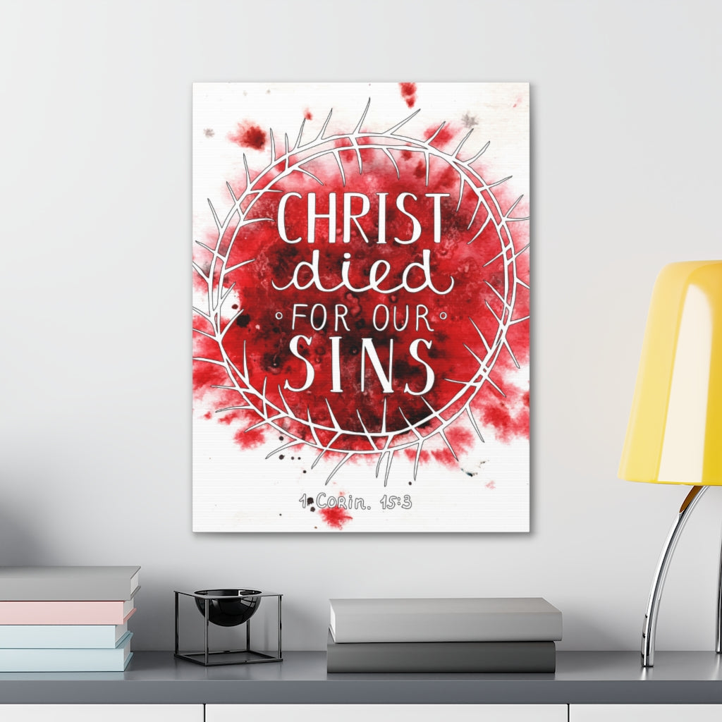 Christ Died For Our Sins 1 Corinthians 15:3 Bible Verse Canvas Christian Wall Art Ready To Hang Unframed-Express Your Love Gifts