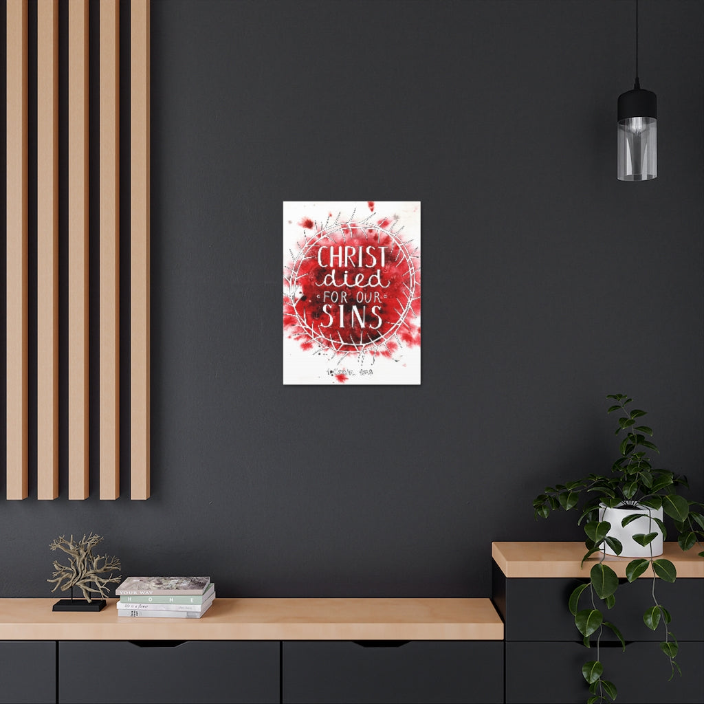 Christ Died For Our Sins 1 Corinthians 15:3 Bible Verse Canvas Christian Wall Art Ready To Hang Unframed-Express Your Love Gifts