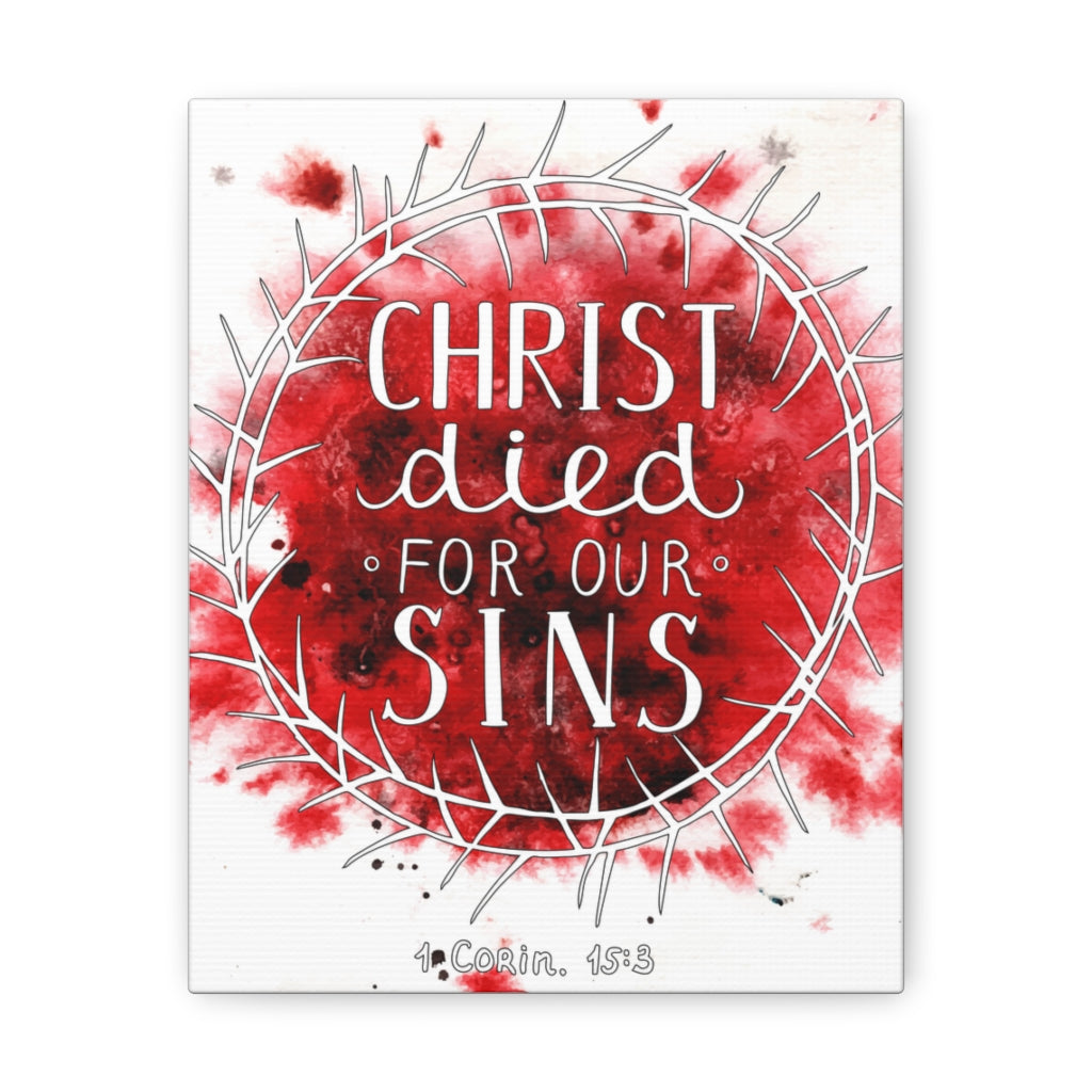 Christ Died For Our Sins 1 Corinthians 15:3 Bible Verse Canvas Christian Wall Art Ready To Hang Unframed-Express Your Love Gifts